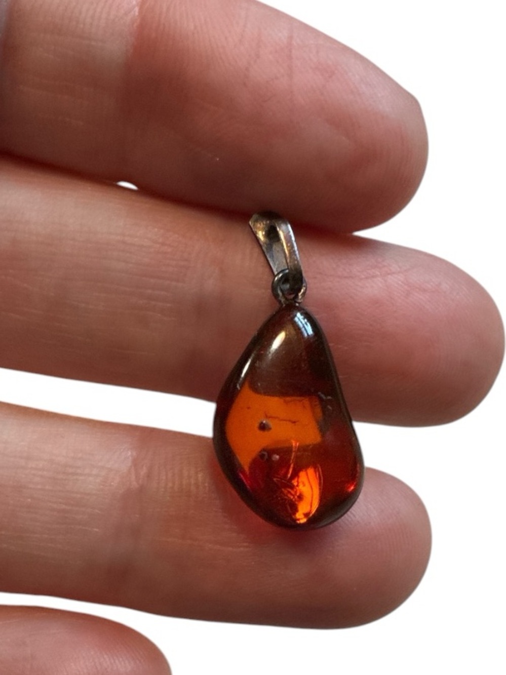 Sterling Silver Amber Teardrop Pendant